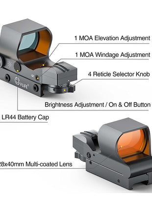 Windage & elevation adjustment of the red dot sight