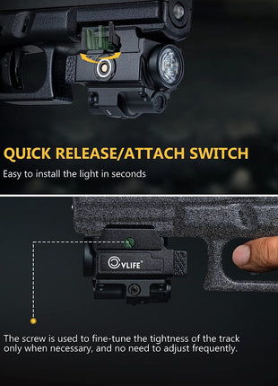 Quick Release 800 Lumens Compact Pistols Laser Light