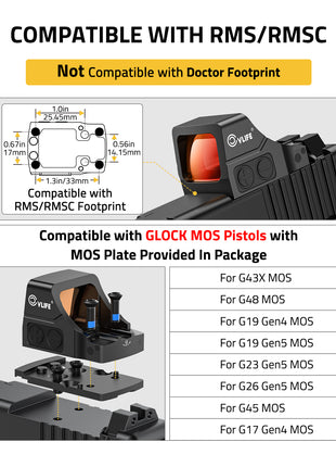 CVLIFE WildHawk Motion Awake 3 MOA Pistol Red Dot Compatible with RMS/RMSC/RMR