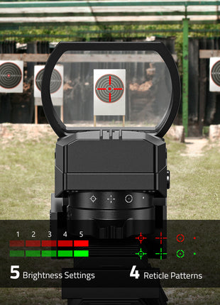 The Red Dot Sight With 5 Brigtness Settings and 4 Reticle Patterns