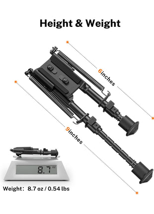The Specification of CVLIFE Bipod Compatible with Mlok Bipod 6-9 Inch Rifle Bipods for Hunting
