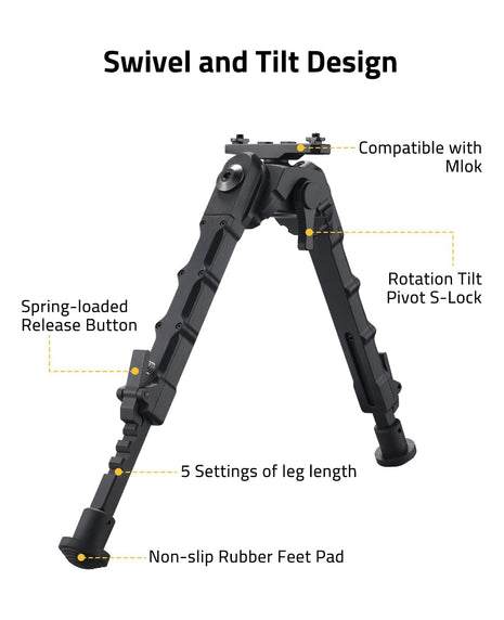 The Structure of CVLIFE Bipods Rifle Bipod Compatible with Mlok Bipod