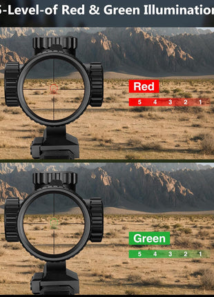 LPVO Scope with 5-Level-of Red & Green Illumination