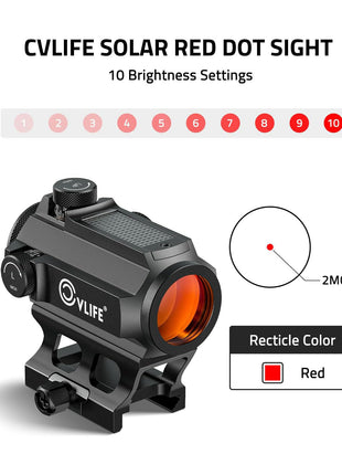 2MOA Red Dot Sight with 10 Brightness Settings