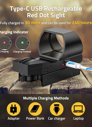 CVLIFE Type-C USB Rechargable Red  Dot Sight