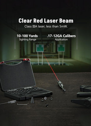 Laser Bore Sight Kit with Clear Red Laser Beam