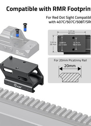 CVLIFE Red Dot Riser Mount Compatible with RMR Footprint