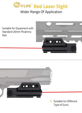 Red Laser Sight Suitable for Equipment with Standard 20mm Picatinny Rail.