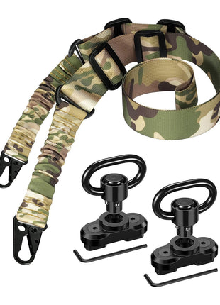 CVLIFE Two Point Sling with Anti-Rotation Sling Swivels, Adjustable Length Traditional Sling with 2 Packs Sling Swivels