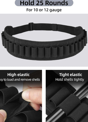 CVLIFE Shotgun Shell Belt for 10 or 12 Gauge Can Hold 25 Rounds