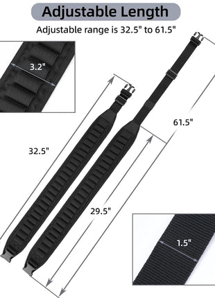 The Length of CVLIFE Shotgun Shell Belt for 10 or 12 Gauge Can be Adjusted from 32.5" to 61.5"