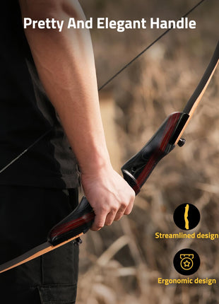 pretty and elegant handle of CVLIFE 62" Recurve Bow and Arrow Set