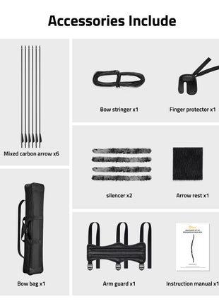 accessories of CVLIFE 62" Recurve Bow and Arrow Set