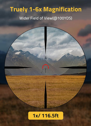 The 1X View of CVLIFE EagleBlaze LPVO Rifle Scope