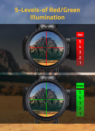 5 LEVELS OF RED/GREEN ILLUMINATION - CVLIFE EagleFeather 4-16X50 AO Rifle Scope