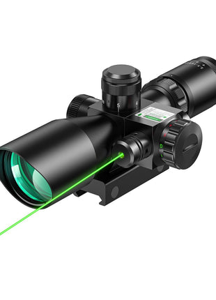 CVLIFE FoxSpook 2.5-10x40 Mil-dot Tactical Rifle Scope with Green Laser Combo