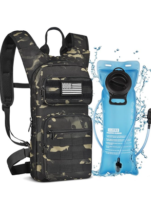 CVLIFE Hydration Backpack with 3L TPU Water Bladder - Black Camo