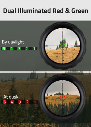 Dual illuminated red & green - CVLIFE JackalHowl 4x30 Compact Rifle Scope