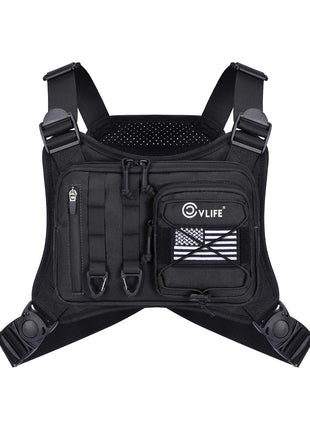 CVLIFE Outdoor Tactical Chest Bag Lightweight EDC Chest Rig Bag - Black
