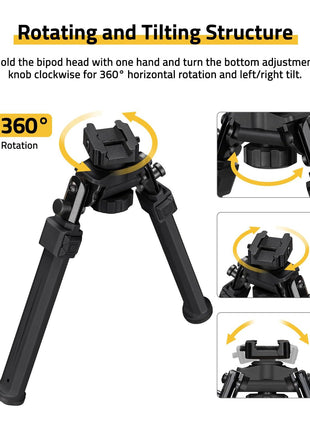 CVLIFE Picatinny Rifle Bipod Adjustable Rotation 360 Degrees