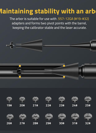 CVLIFE Upgraded Rechargeable Bore Sight Laser Maintains Stability with an Arbor.