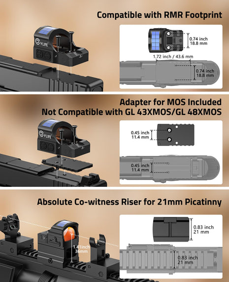 Compatibility - CVLIFE WildHawk X Solar Auto Brightness Red Dot Sight