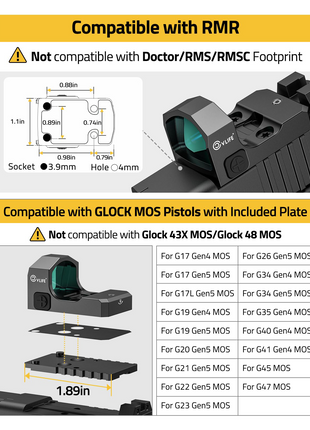 CVLIFE WolfCloak X04 Motion Awake Green Dot Sight is Compatible with RMR