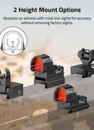 2 height mount options - CVLIFE WolfCovert Auto-Brightness 7-Reticle Red Dot Sight