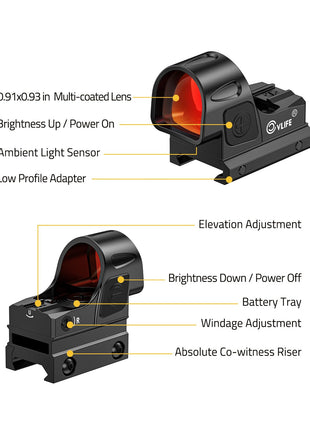 Component - CVLIFE WolfCovert Auto-Brightness 7-Reticle Red Dot Sight