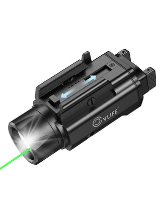 1350 Lumens Green Laser Light Combo and Picatinny Flashlight with Adjustable Rail Magnetic USB Rechargeable Compact Tactical Flashlight