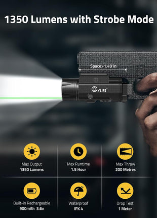 1350 Lumens Green Laser Light with Strobe Mode