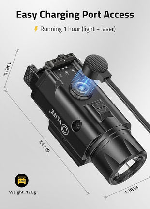 Pistol Laser Light Magnetic Rechargeable Compact Tactical Flashlight