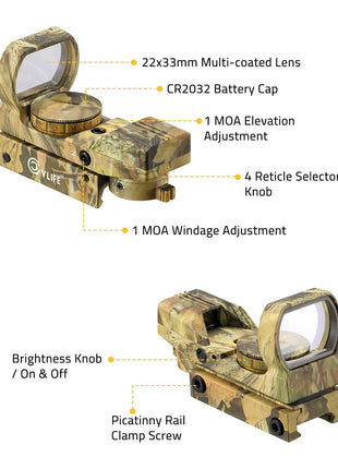 1 MOA Red Green Dot Sight with 20mm Picatinny Rail