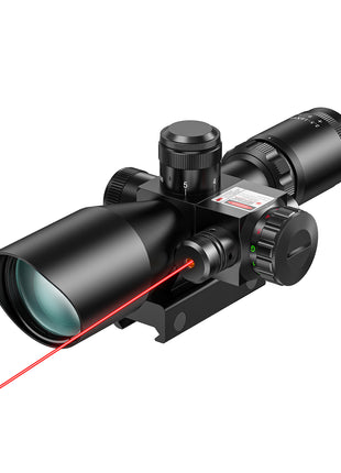 CVLIFE 2.5-10x40 Mil-dot Tactical Rifle Scope with Red Laser Combo