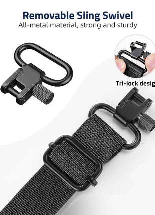 Enduring 2 Point Rifle Sling with Tri-lock Design Removable Sling Swivel