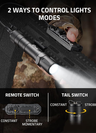 USB Rechargeable Tactical Light with Pressure Remote Switch