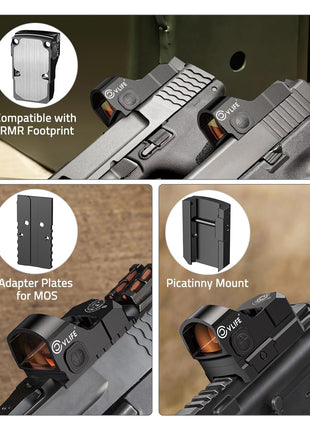 2MOA Red Dot Sight Compatible with RMR and Come with MOS Adapter Plate and Picatinny Mount