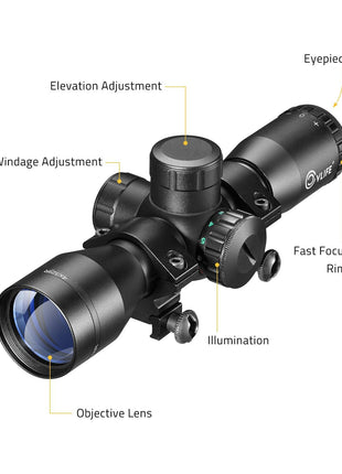 CVLIFE 4x32 Red Green Illuminated Compact Crossbow Scope Structure