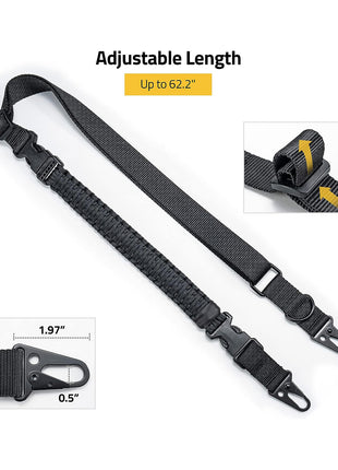 Adjustable Length 2 Point Rifle Sling with Removable 550 Paracord Sling