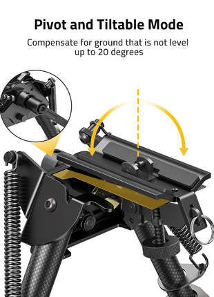 6-9 Inches Rifle Bipod with Pivot and Tiltable Mode