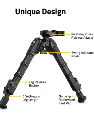 Unique Design Rifle Bipod with Picatinny Quick Release Adapter