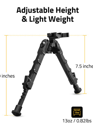Adjustable Height and Lightweight Bipod Dimensions