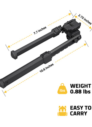 Easy to Carry Lightweight Bipod Dimensions and Weight