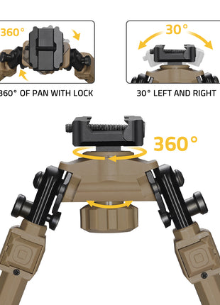 8-11 Inch Lightweight Bipods with 360° Swivel Tilt