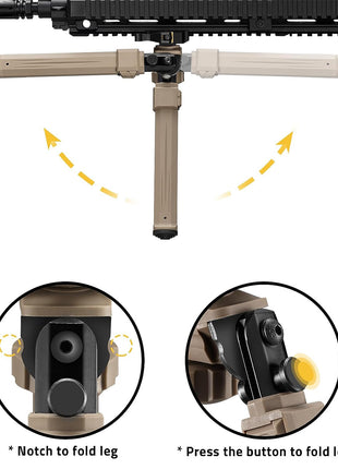 Foldable Bipod for Rifles with Picatinny Rail Features