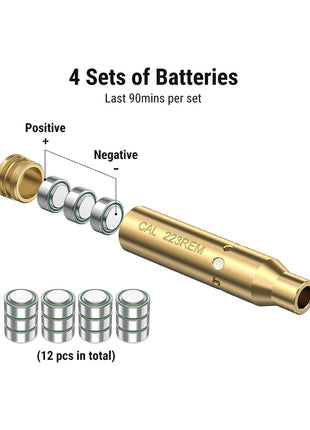 Red Laser Boresighter with 4 Sets of Batteries