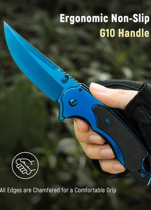 EDC Pocket Knife with Non-Slip G10 Handle