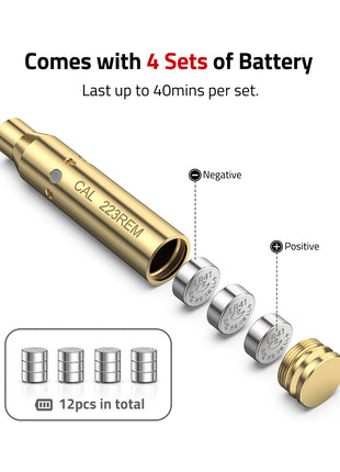 223 5.56mm Laser Bore Sight With 4 Sets of Batteries