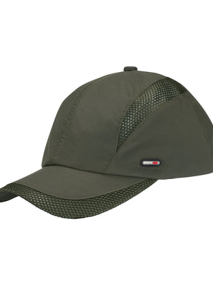 Army Green Outdoor Cap with Breathable Mesh Design