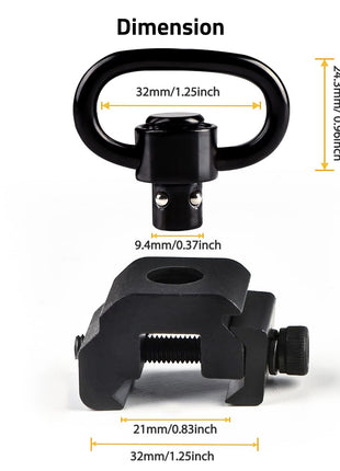 Picatinny Sling Swivel for 2 Point Sling Dimension